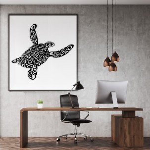 Selbstklebende Aufkleber Schwarze Schildkröte mit transparentem Hintergrund