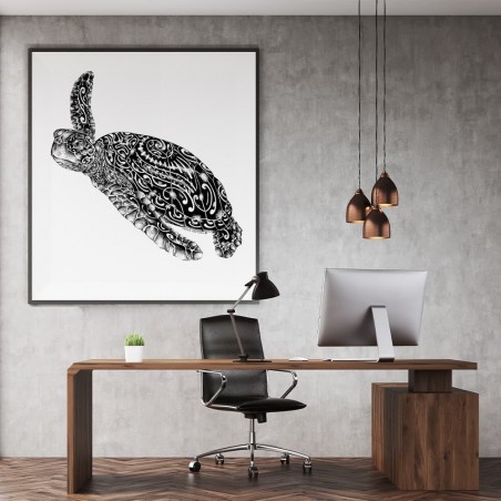 Self-adhesive stickers Sea Turtle black transparent background