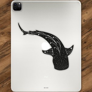 Stickers autocollants Requin Baleine noir fond transparent