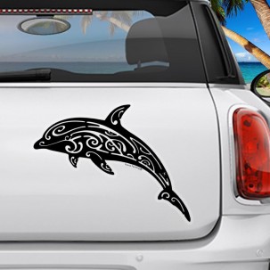 Stickers autocollants dauphin noir fond transparent
