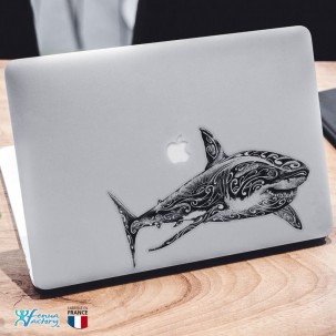 Stickers autocollants Requin Blanc noir fond transparent