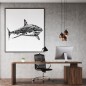 Stickers autocollants Requin Blanc noir fond transparent